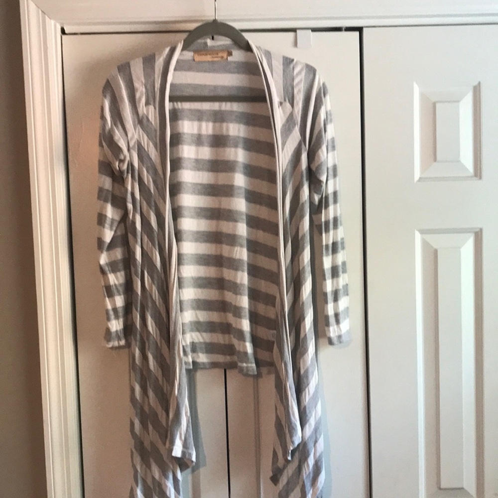 Gray and cream cardigan